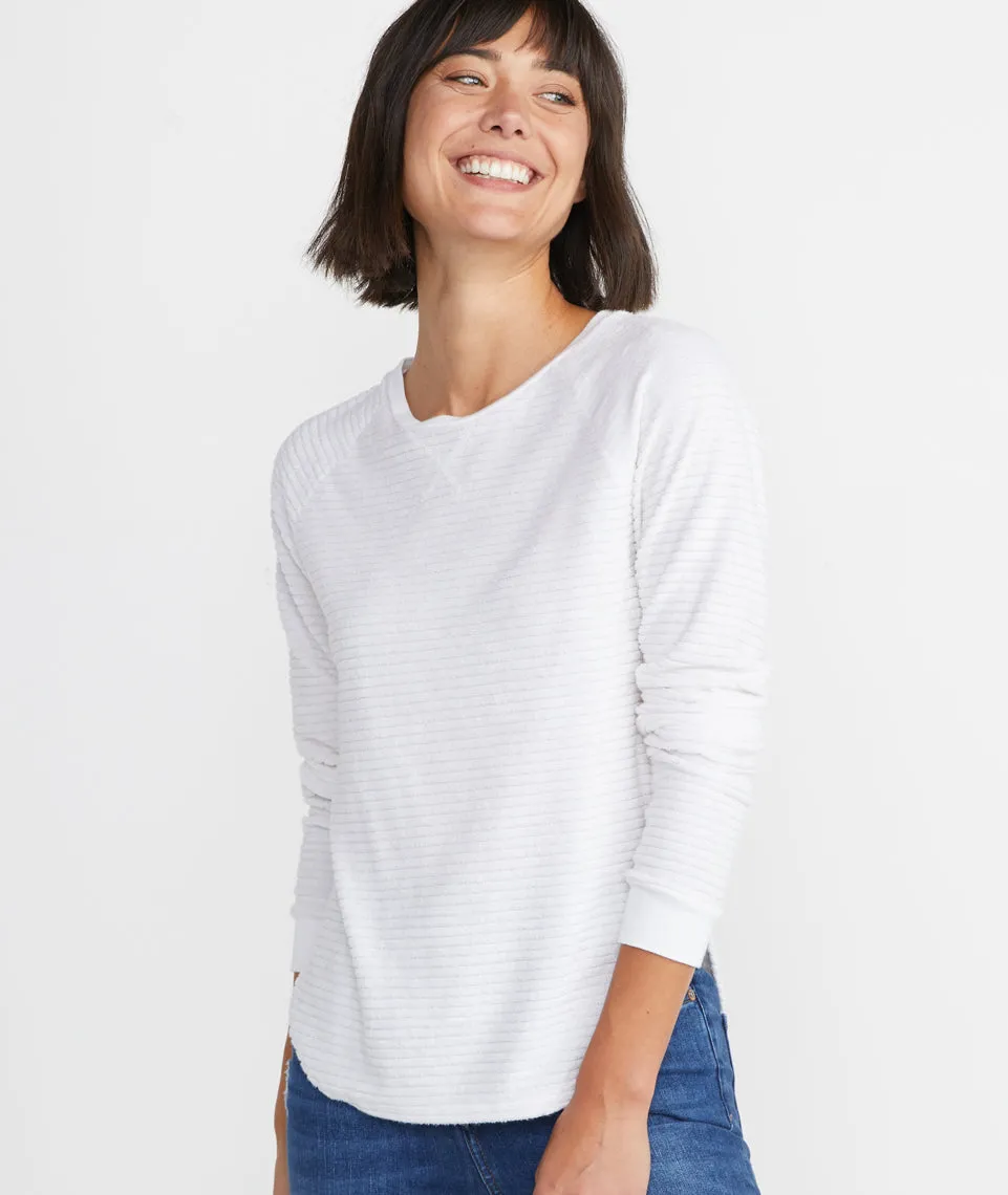 Terry Out Crewneck Sweatshirt in Natural Stripe sold by Marine Layer product image thumbnail 4