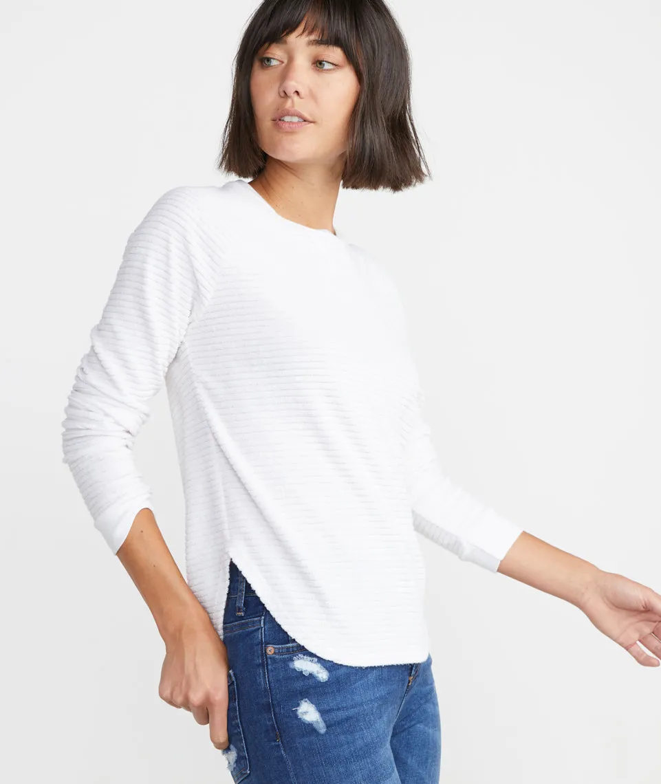 Terry Out Crewneck Sweatshirt in Natural Stripe sold by Marine Layer