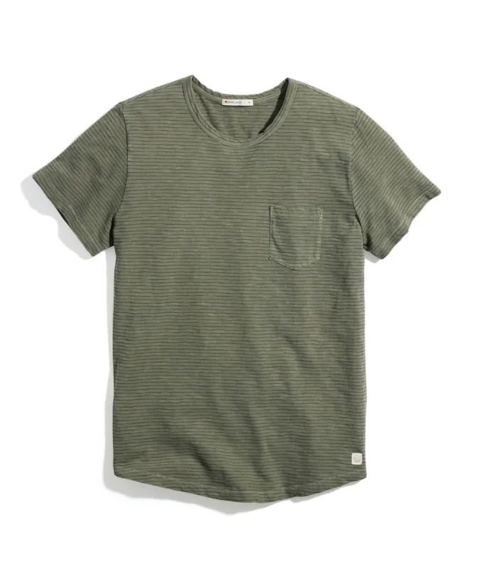 Saddle Hem Pocket Tee in Dusty Olive sold by Marine Layer