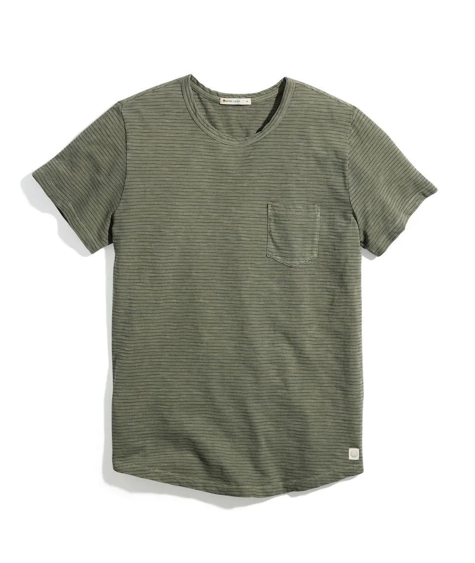 Saddle Hem Pocket Tee in Dusty Olive sold by Marine Layer