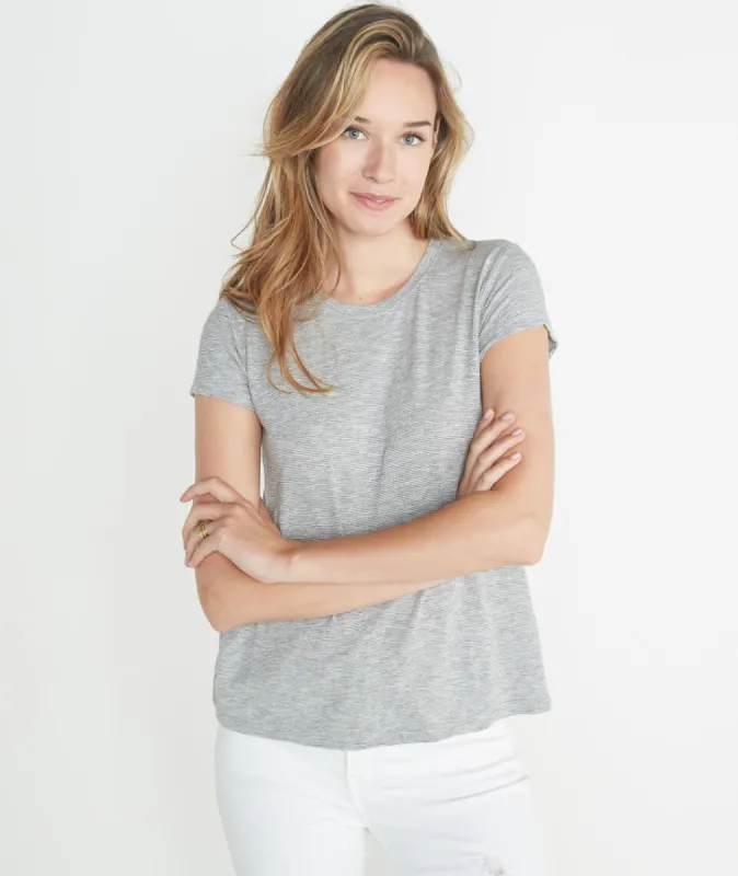 Swing Crew in Grey/White Stripe sold by Marine Layer