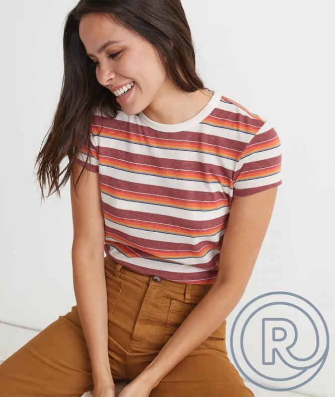 Re-Spun Rainbow Stripe Crew sold by Marine Layer