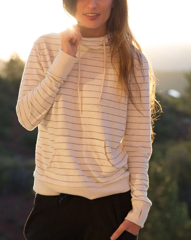 Double Knit Cowlneck Hoodie - Charcoal Stripe sold by Marine Layer product image thumbnail 4