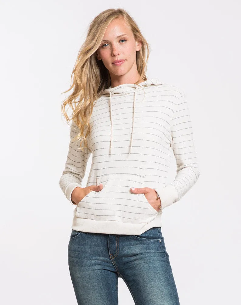 Double Knit Cowlneck Hoodie - Charcoal Stripe sold by Marine Layer