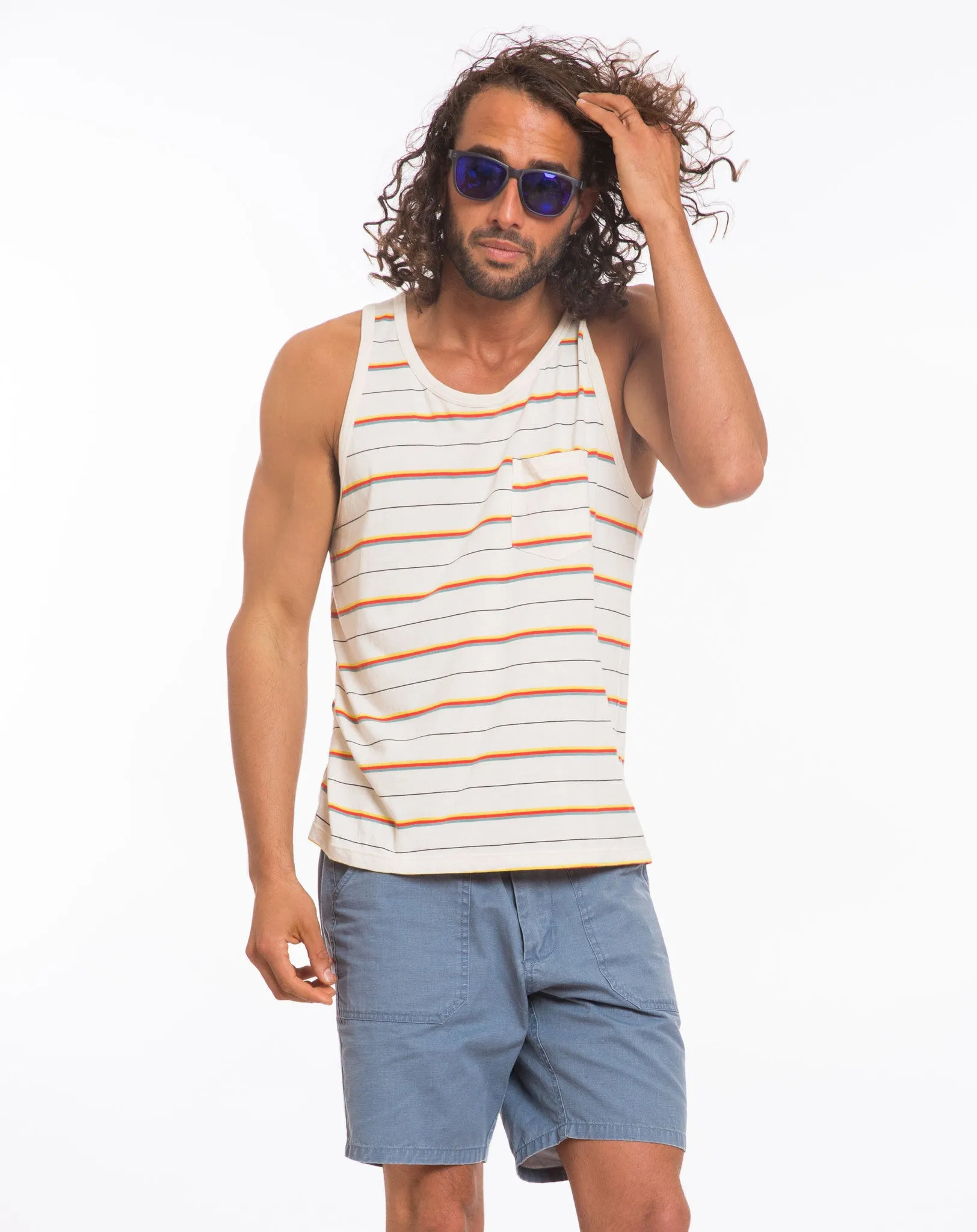 Beach Boys Pocket Tank - Natural Multistripe sold by Marine Layer product image thumbnail 4