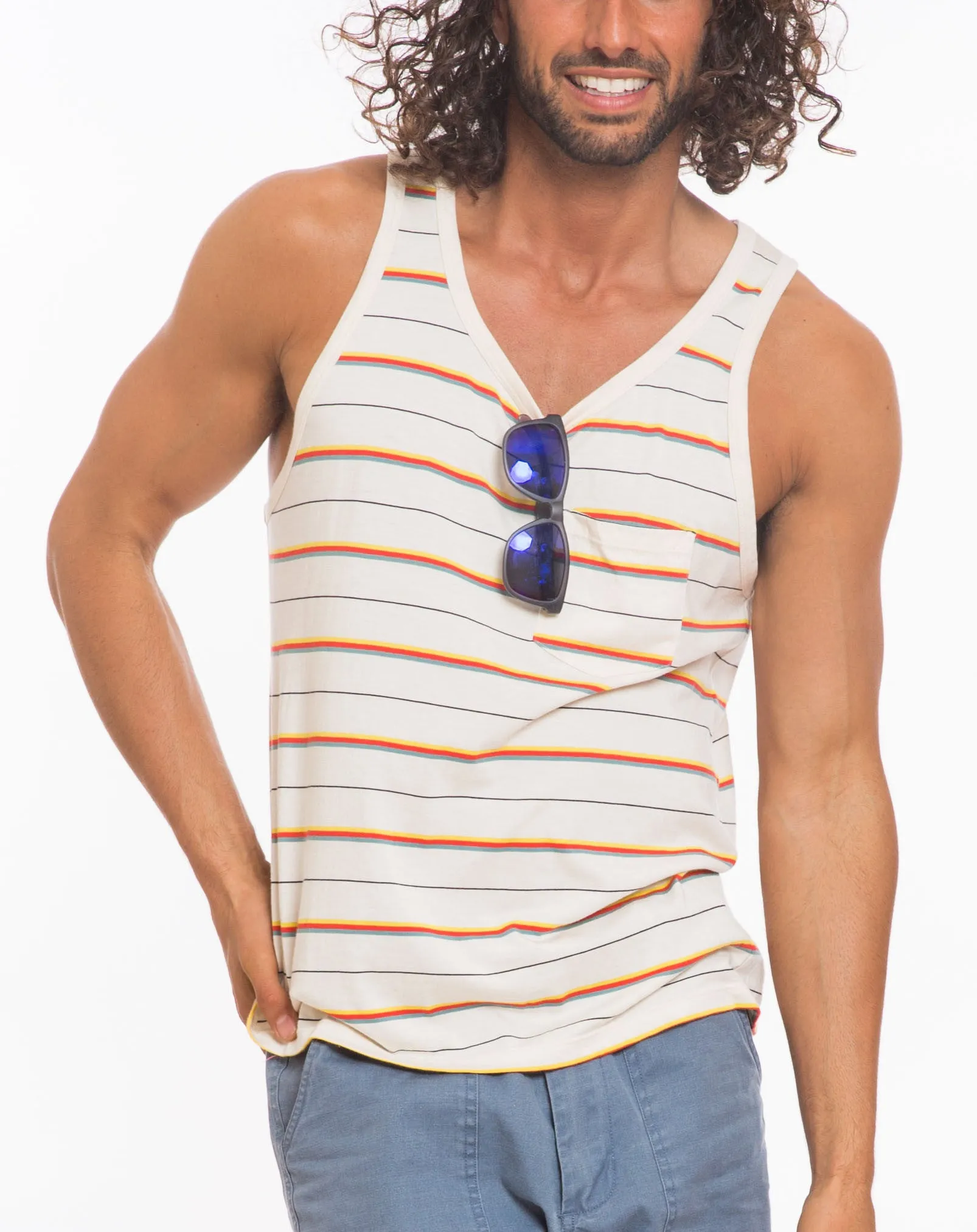 Beach Boys Pocket Tank - Natural Multistripe sold by Marine Layer product image thumbnail 2