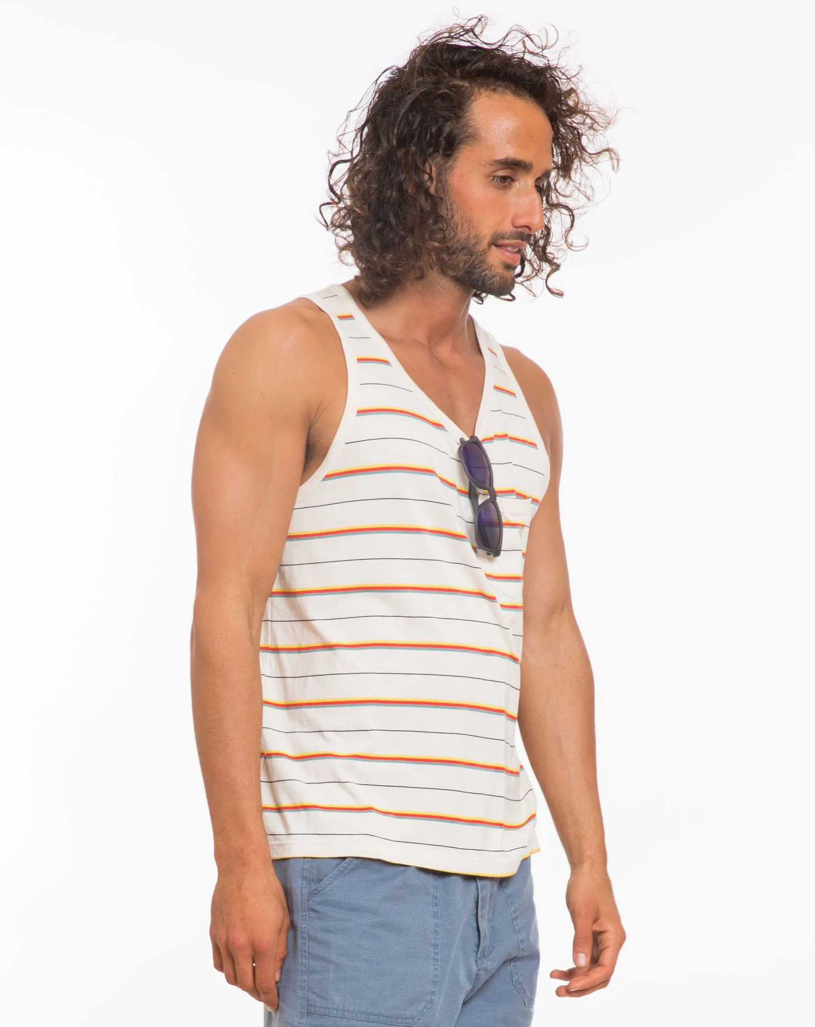 Beach Boys Pocket Tank - Natural Multistripe sold by Marine Layer product image thumbnail 3