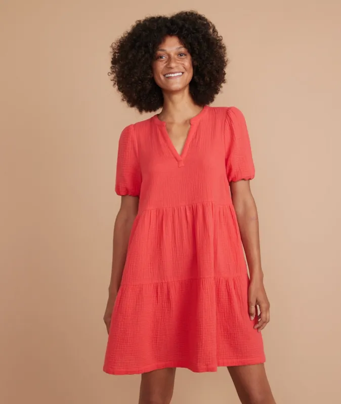 Jamie Mini Dress in Poinsettia Red sold by Marine Layer