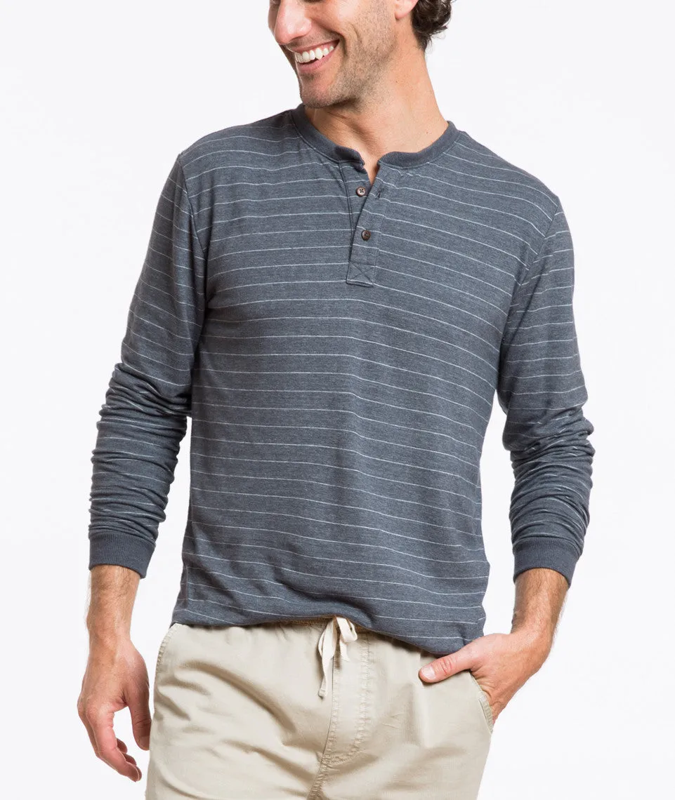 Double Knit Henley - Midnight Navy Stripe sold by Marine Layer