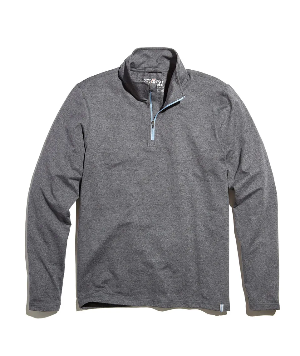 Huntley Sport Quarter Zip in Heather Grey sold by Marine Layer