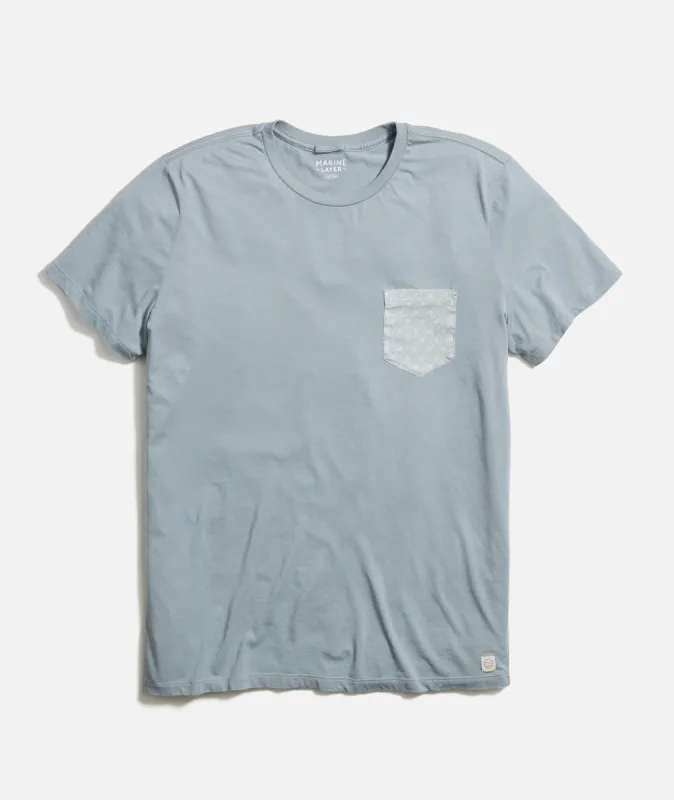 Signature Printed Pocket Tee in Slate sold by Marine Layer