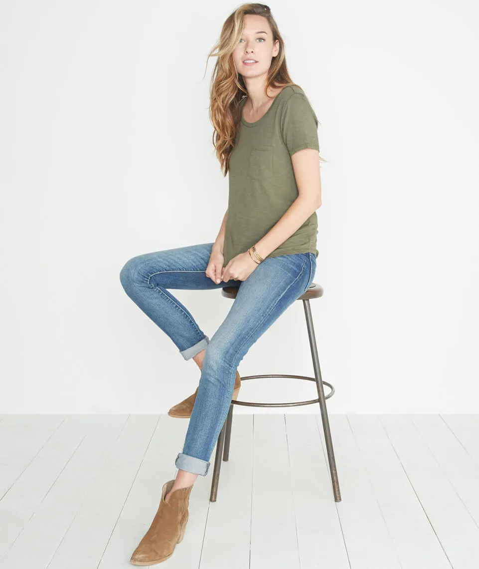 Boyfriend Pocket Tee in Admiral Green sold by Marine Layer