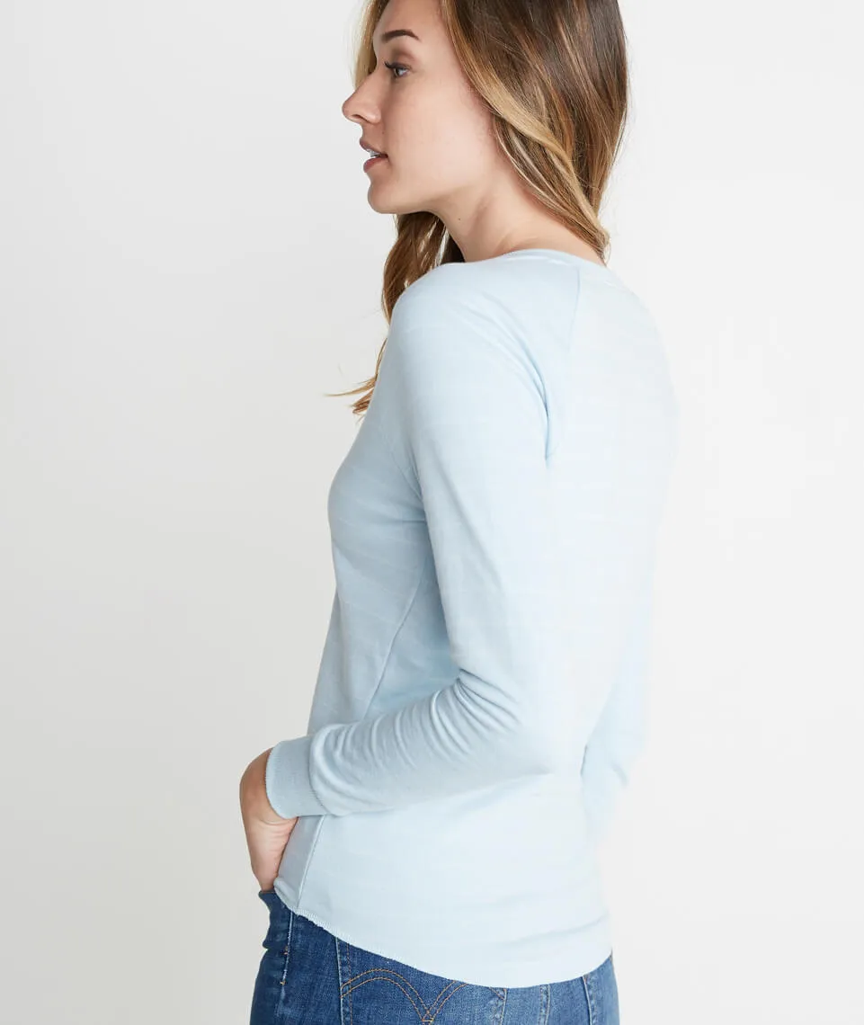 Double Knit Henley in Carolina Blue Stripe sold by Marine Layer product image thumbnail 4