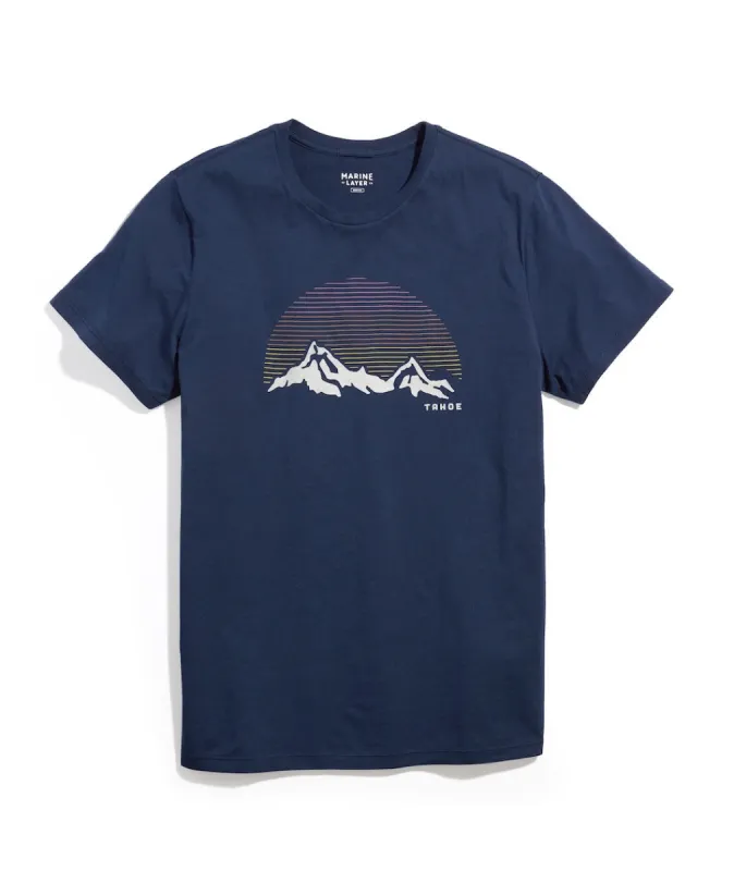 Signature Crew Graphic Tee in Black Iris sold by Marine Layer