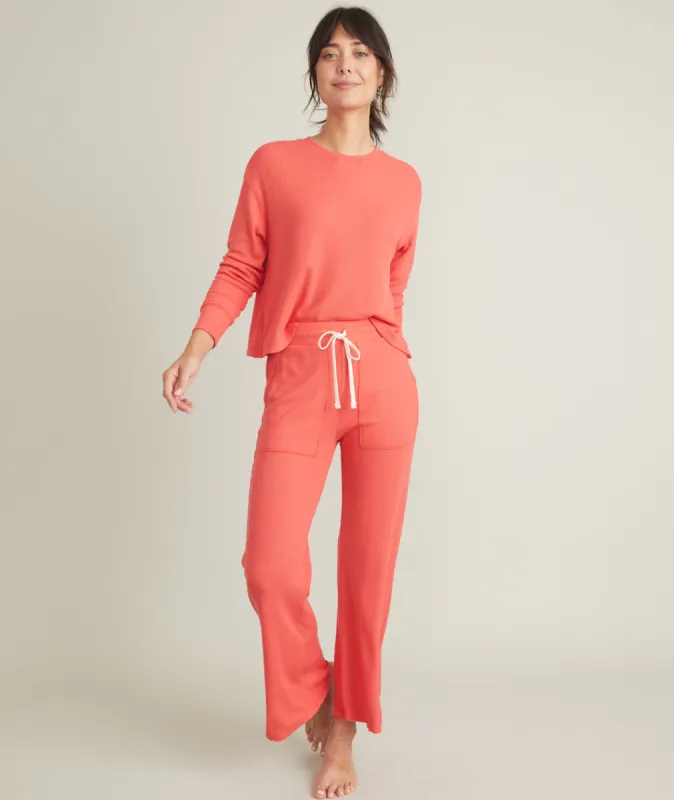 Luxe Waffle Wide Leg PJ Pant in Bittersweet Red sold by Marine Layer