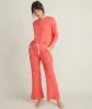Luxe Waffle Wide Leg PJ Pant in Bittersweet Red sold by Marine Layer
