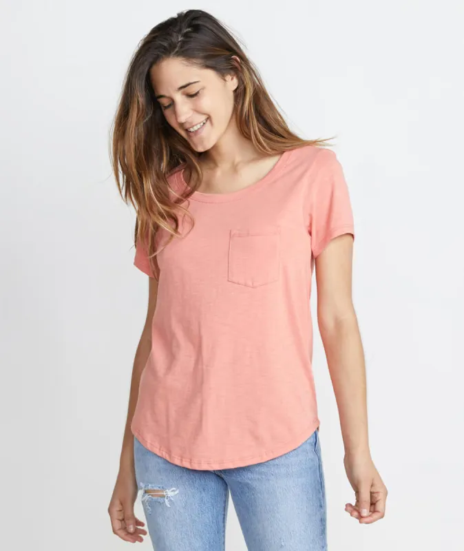 Boyfriend Pocket Tee in Coral sold by Marine Layer