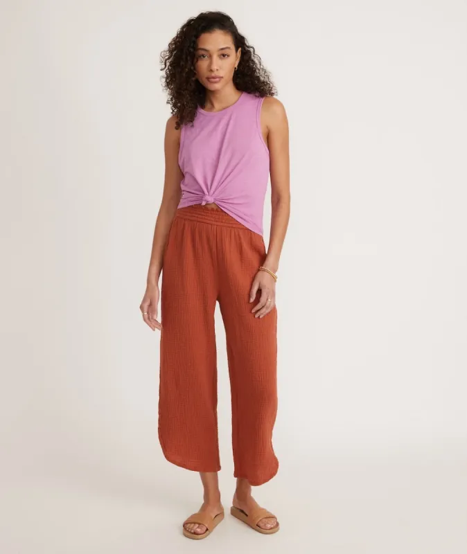 Corinne Wide Leg Pant in Burnt Siena sold by Marine Layer