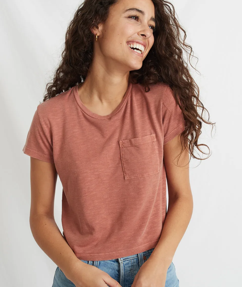 Crop Pocket Tee in Baked Clay sold by Marine Layer