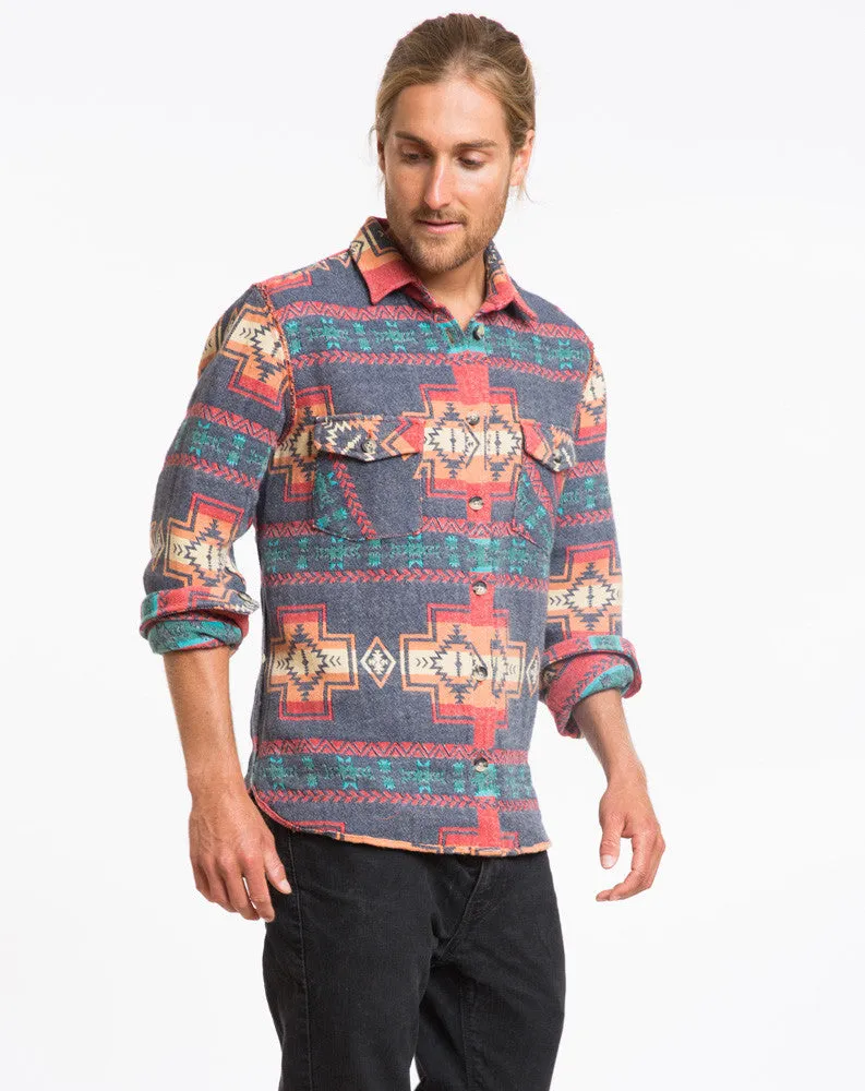 The Winslow Aztec Shacket sold by Marine Layer