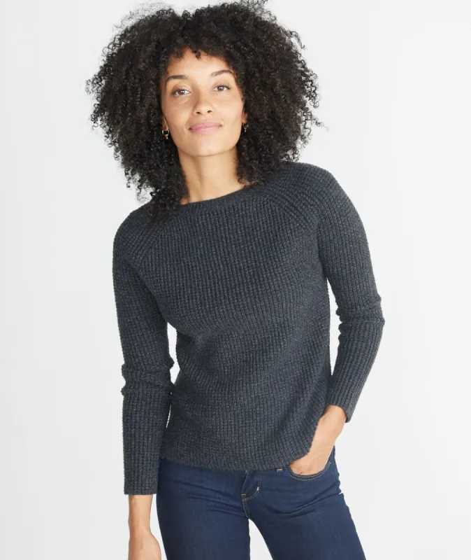 Aspen Sweater in Jet Heather sold by Marine Layer