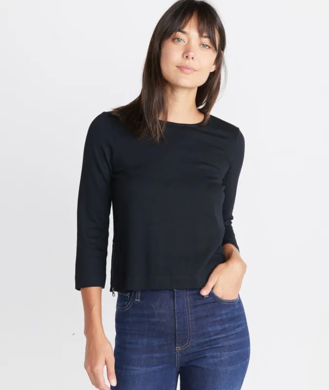 Polly Cropped Tunic in Graphite sold by Marine Layer