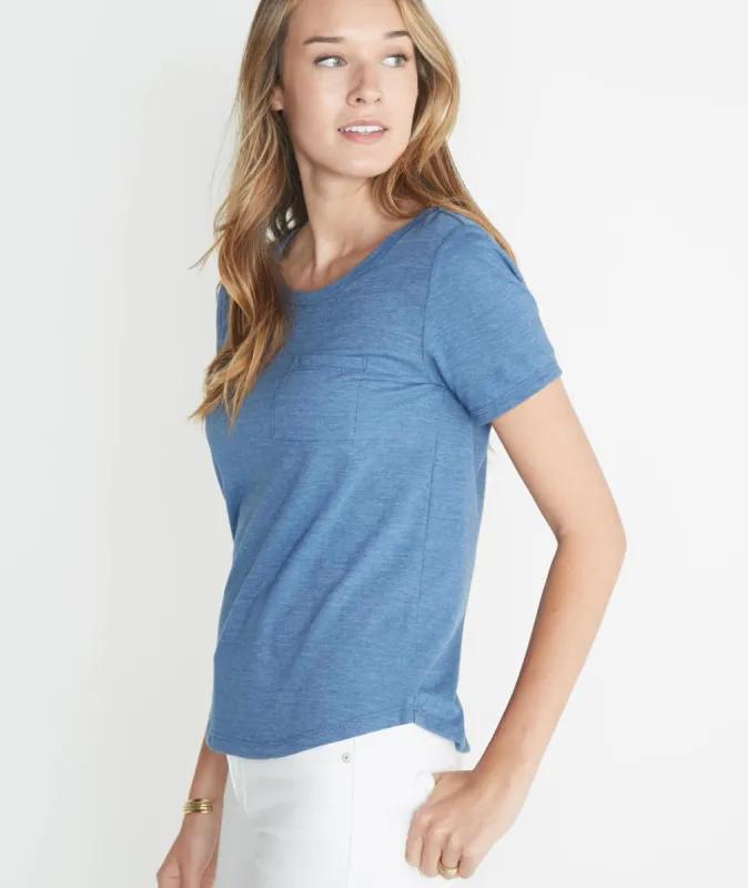 Boyfriend Pocket Tee in True Denim sold by Marine Layer
