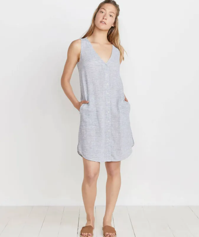 Lake Tank Dress in Thin Blue Stripe sold by Marine Layer