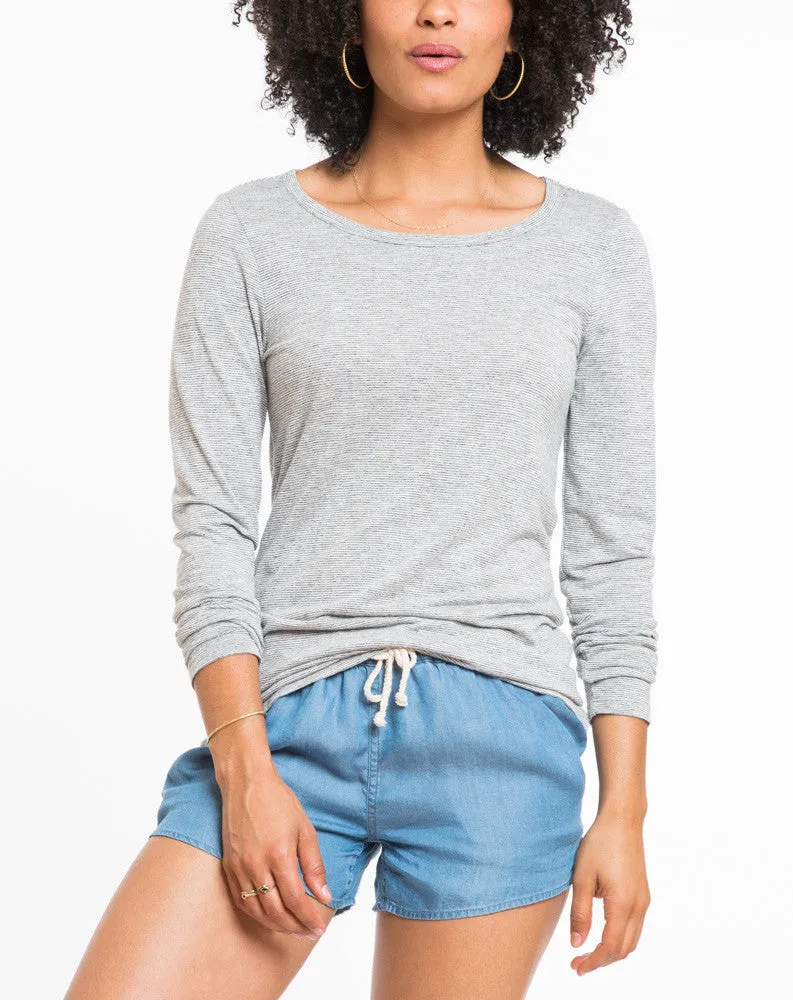 Hi-Low Crewneck - Thin Grey and White Stripe sold by Marine Layer product image thumbnail 3