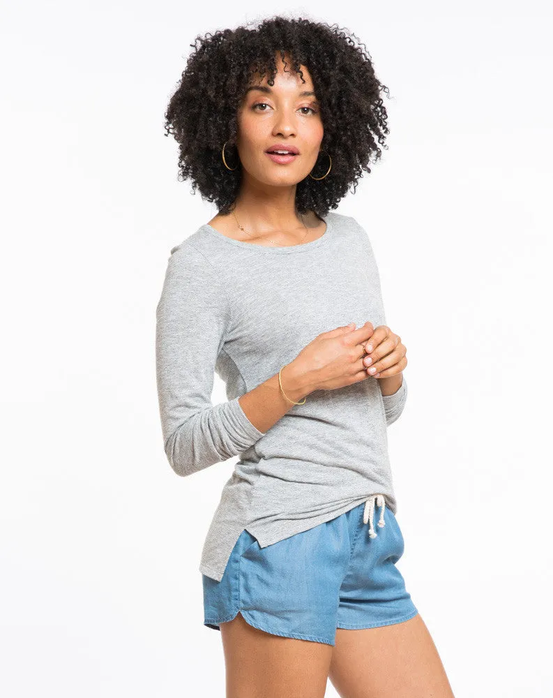 Hi-Low Crewneck - Thin Grey and White Stripe sold by Marine Layer product image thumbnail 2