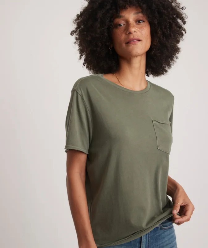 Boyfriend Crew Tee in Dusty Olive sold by Marine Layer