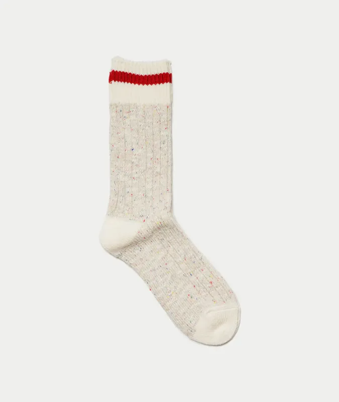 Maple Heritage Speckle Ribbed Sock in Beige sold by Marine Layer