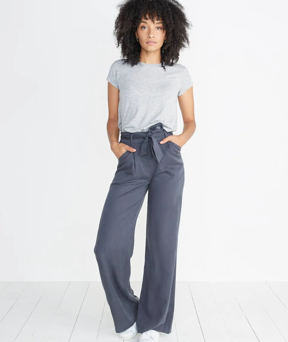 Ivy Wide Leg Pant in Faded Black sold by Marine Layer