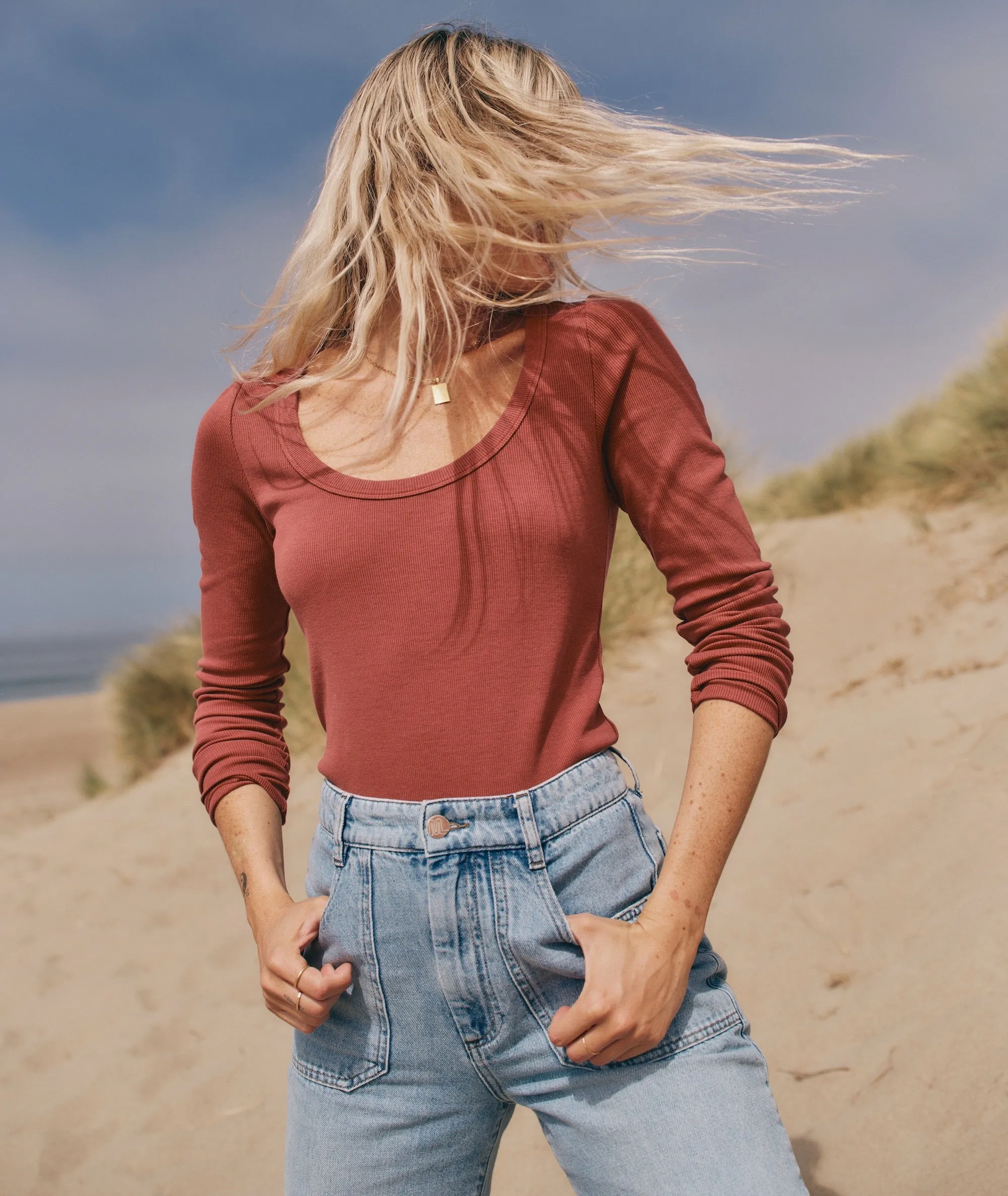 Lexi Rib Sun-In Scoop Tee sold by Marine Layer