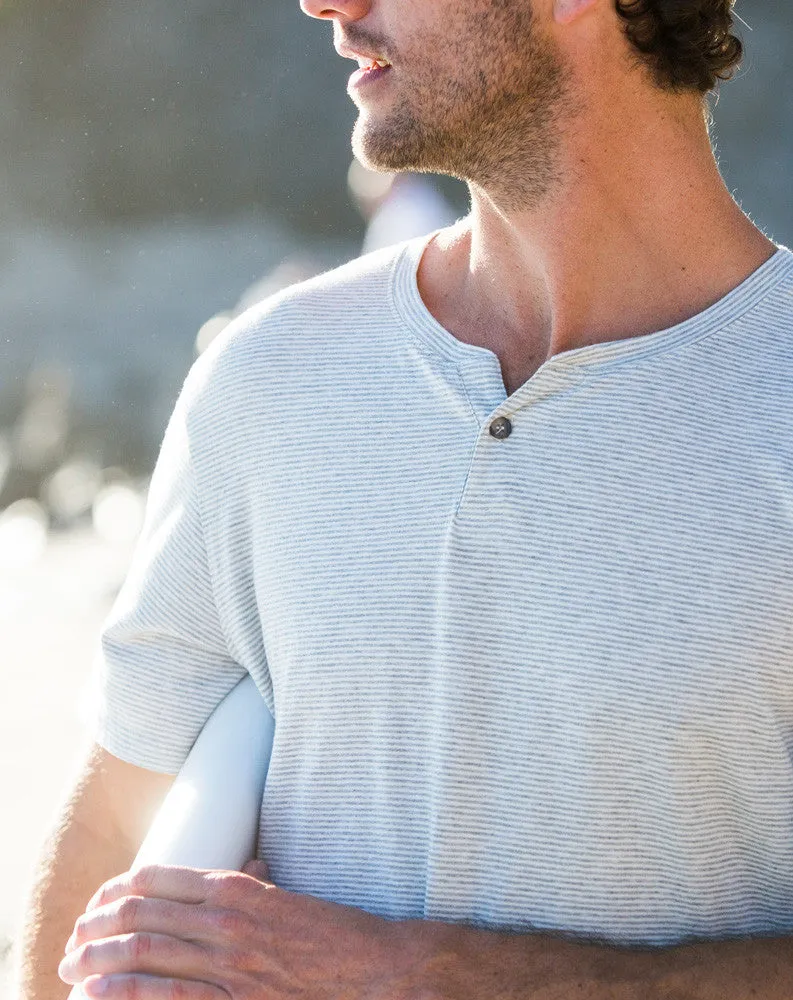 Shortsleeve Henley - Grey and White Stripe sold by Marine Layer product image thumbnail 4
