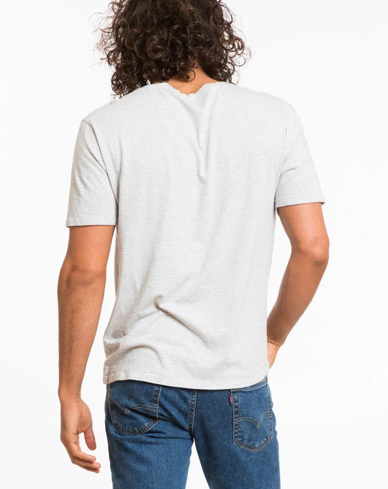 Shortsleeve Henley - Grey and White Stripe sold by Marine Layer product image thumbnail 3