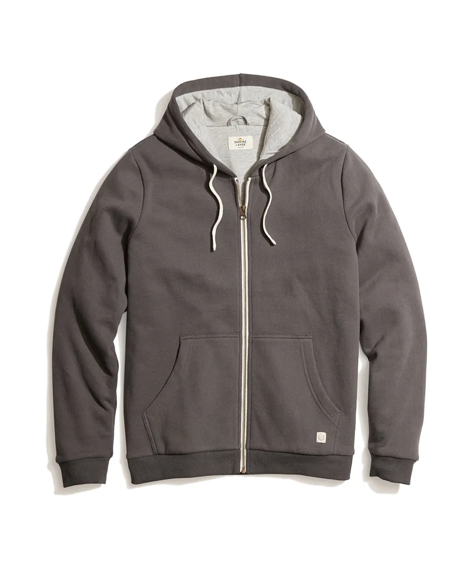 Signature Zip Lined Hoodie in Dark Heather Grey sold by Marine Layer