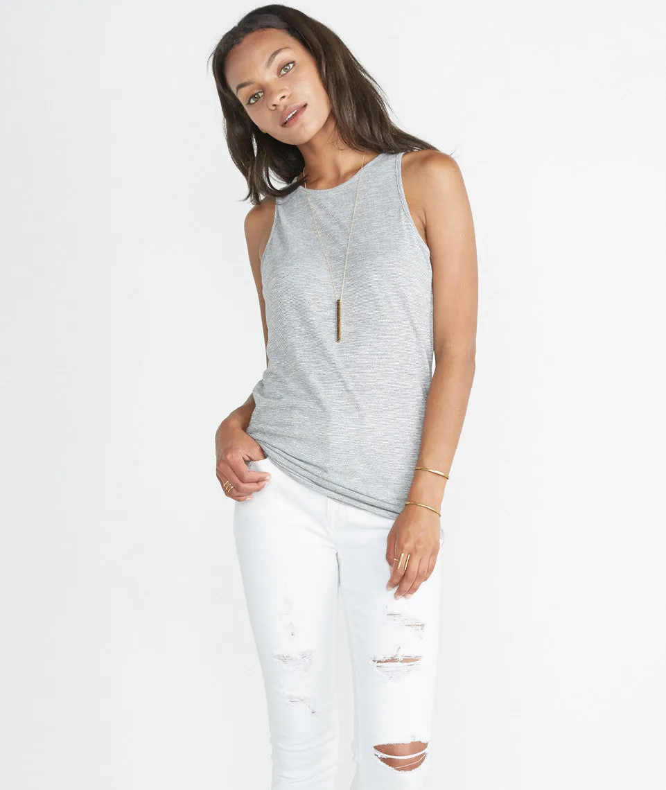 Tori Racerback Tank in Grey and White Stripe sold by Marine Layer product image thumbnail 2