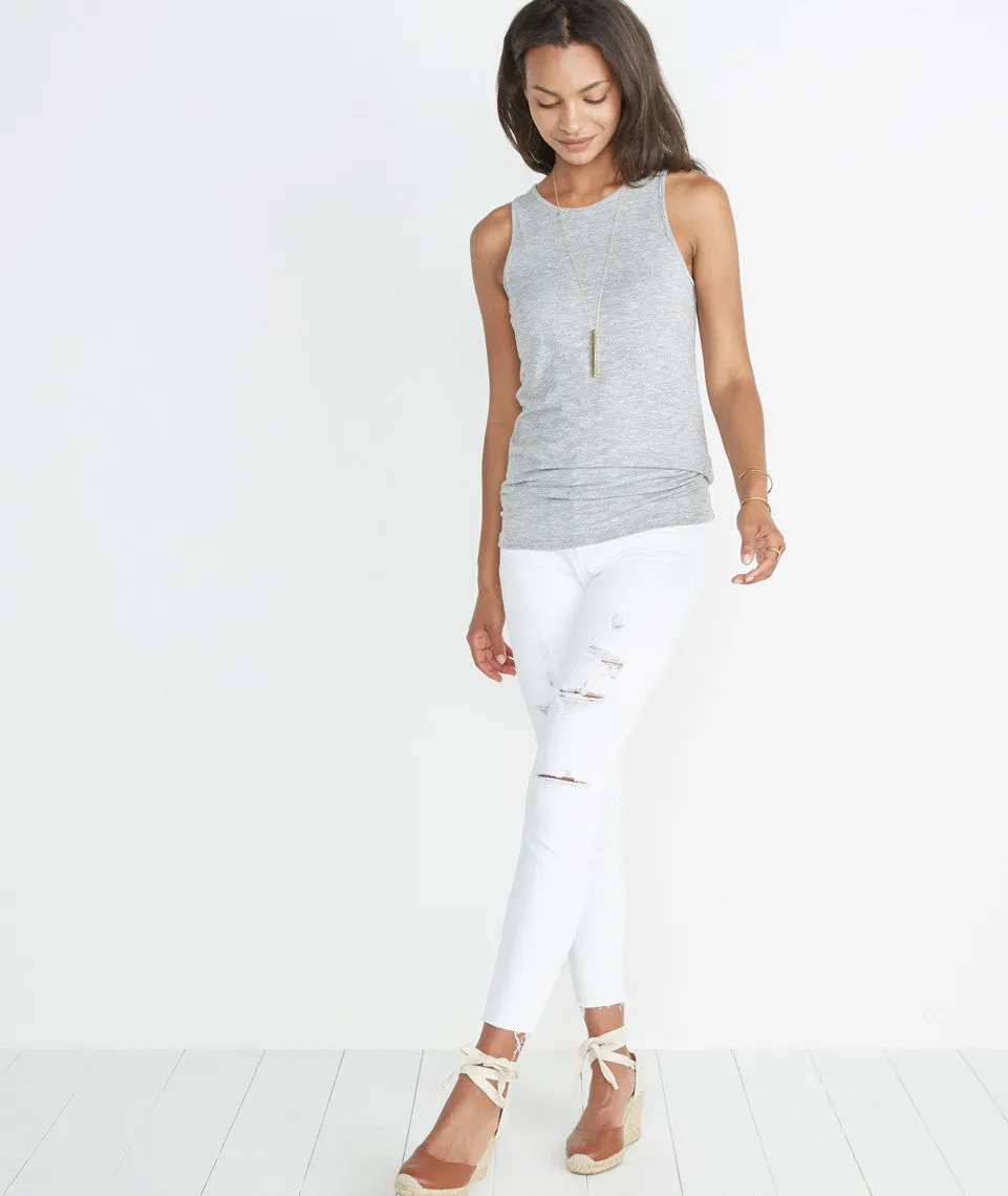 Tori Racerback Tank in Grey and White Stripe sold by Marine Layer product image thumbnail 4