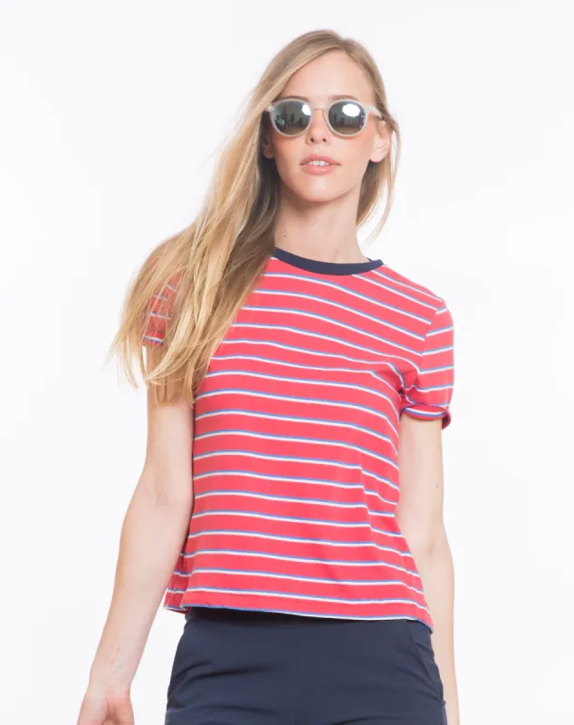 Brie Striped Crewneck - Red and Blue Stripe sold by Marine Layer