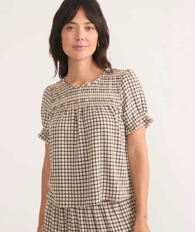 Elena Smocked Top sold by Marine Layer