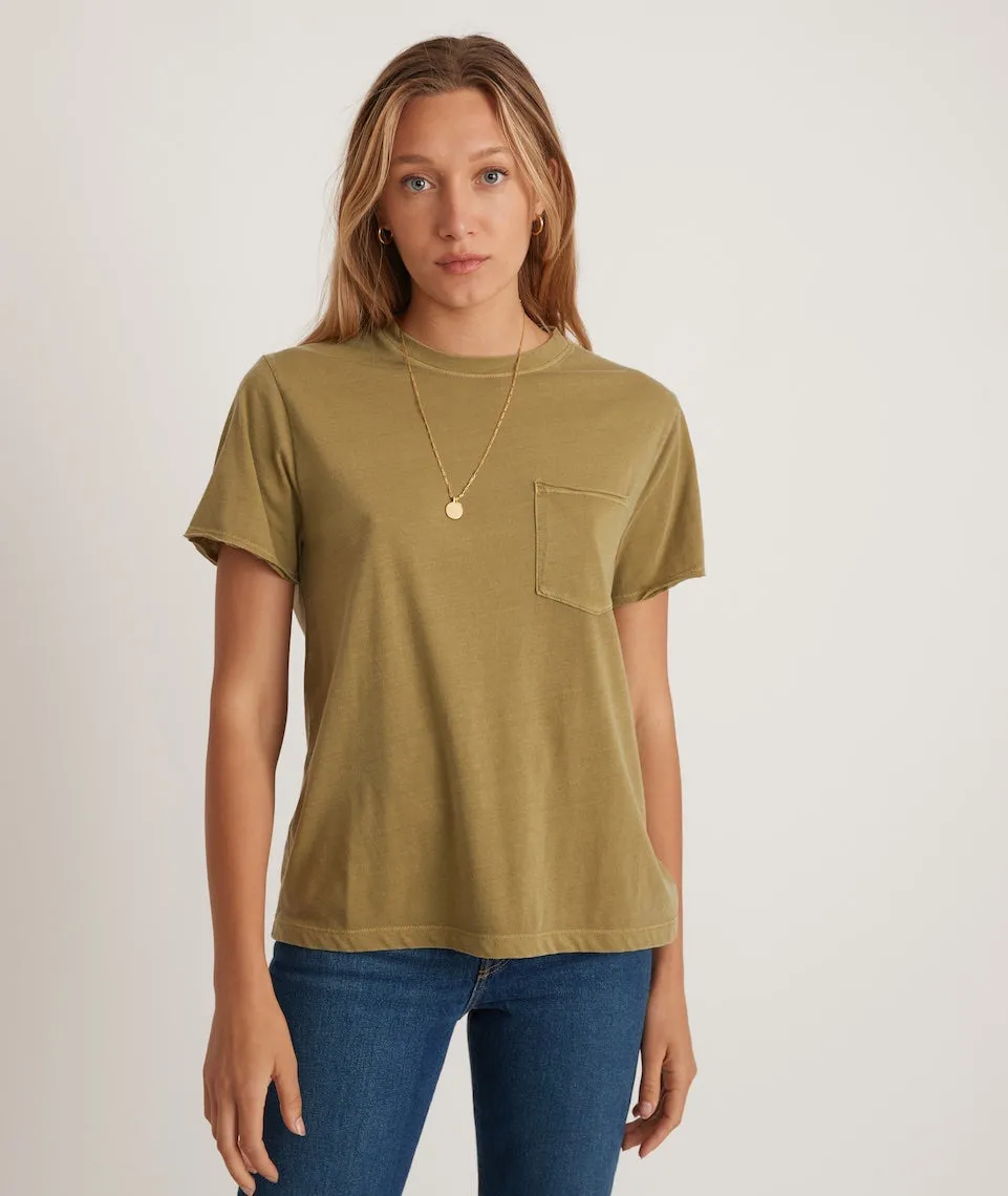 Boyfriend Crew Tee in Green Moss sold by Marine Layer