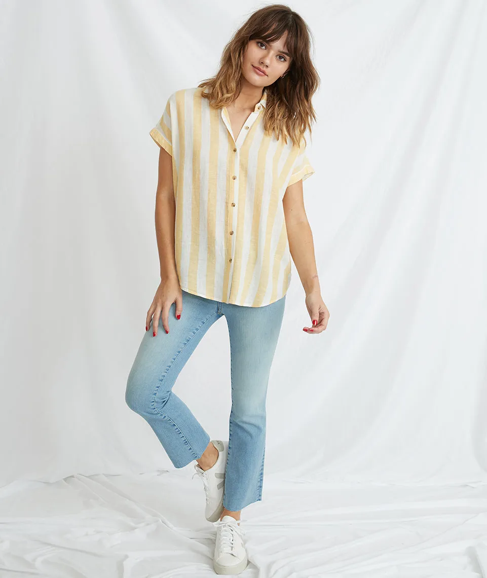 Paige Button Down in Daffodil/White Stripe sold by Marine Layer product image thumbnail 4