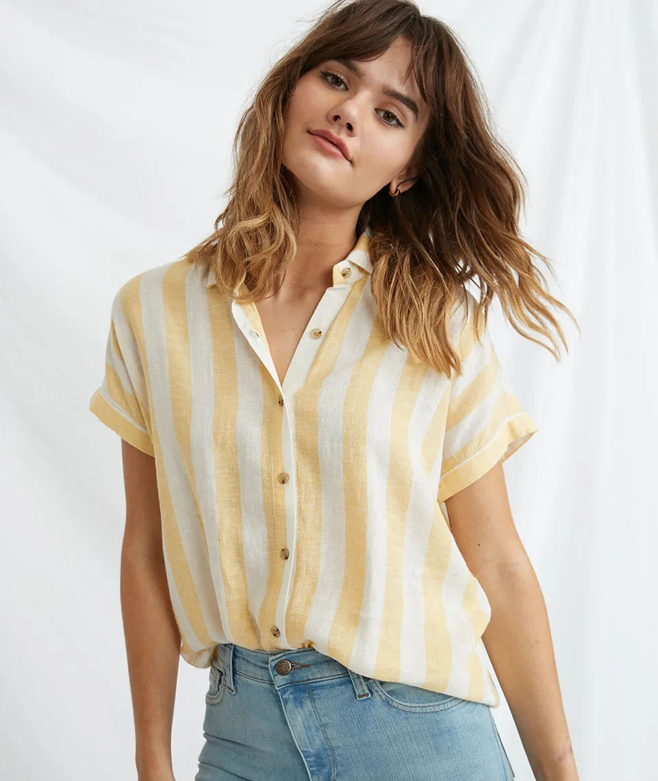 Paige Button Down in Daffodil/White Stripe sold by Marine Layer product image thumbnail 2