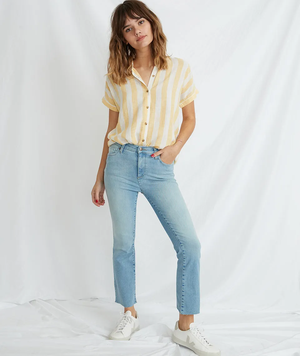 Paige Button Down in Daffodil/White Stripe sold by Marine Layer product image thumbnail 3