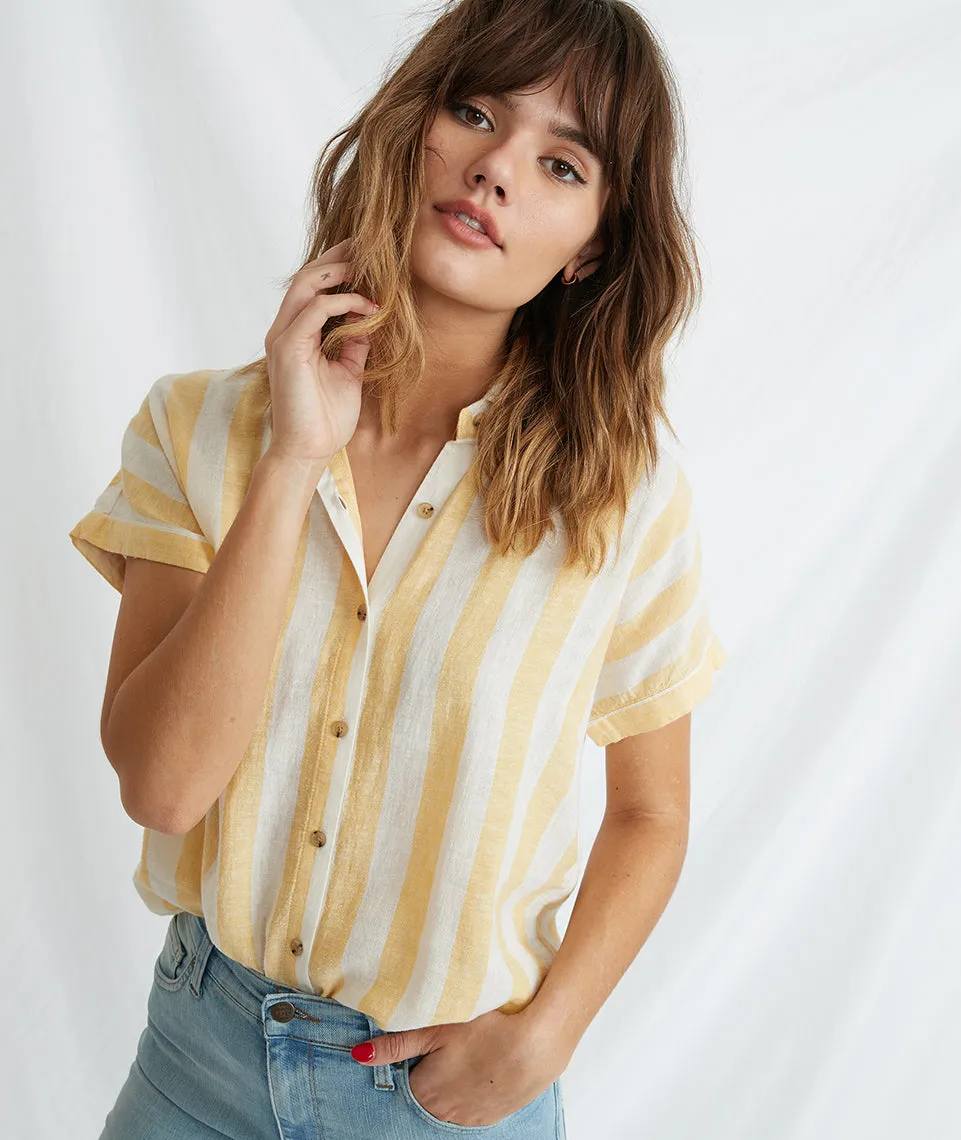 Paige Button Down in Daffodil/White Stripe sold by Marine Layer product image thumbnail 5