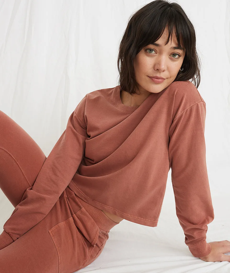 Tate Crop Sweatshirt in Baked Clay sold by Marine Layer