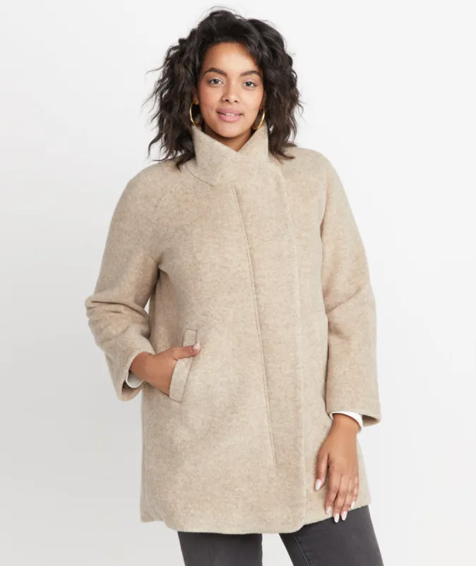 Stephanie Cocoon Coat in Sand sold by Marine Layer