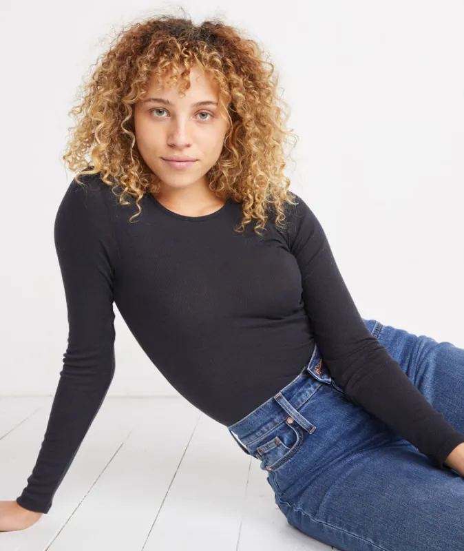 Longsleeve Lila Rib Crew in Black sold by Marine Layer