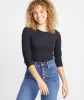 Longsleeve Lila Rib Crew in Black sold by Marine Layer